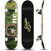 Sefulim 31 x 8 Inch Complete Skateboard, 7 Layer Canadian Maple Double Kick Deck