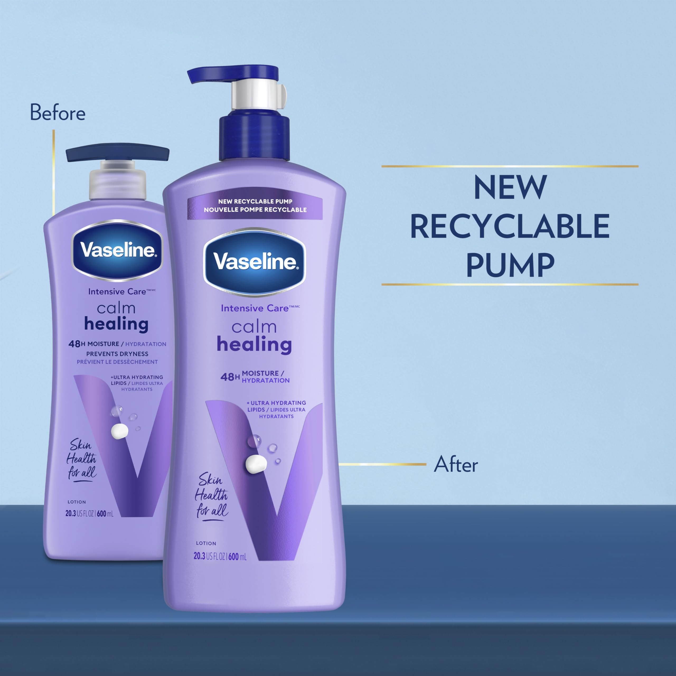 Vaseline Intensive Care Calm Healing Body Lotion 3 count for Dry Skin Made with Ultra-Hydrating Lipids and Lavender Extract to Heal and Restore Dry Skin 20.3 oz