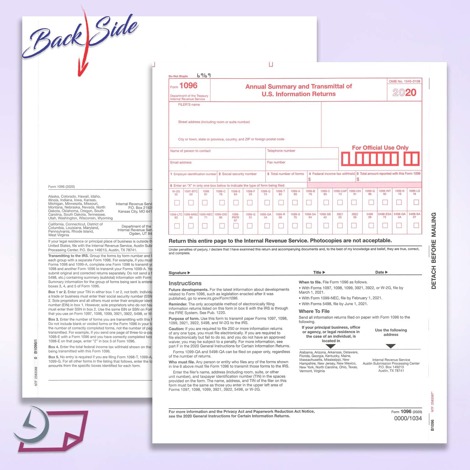 1099 MISC Forms for 2020, 4-Part Tax Forms, Vendor Kit of 25 Laser Forms and 25 Self-Seal Envelopes, Forms Designed for QuickBooks and Other Accounting Software : Office Products