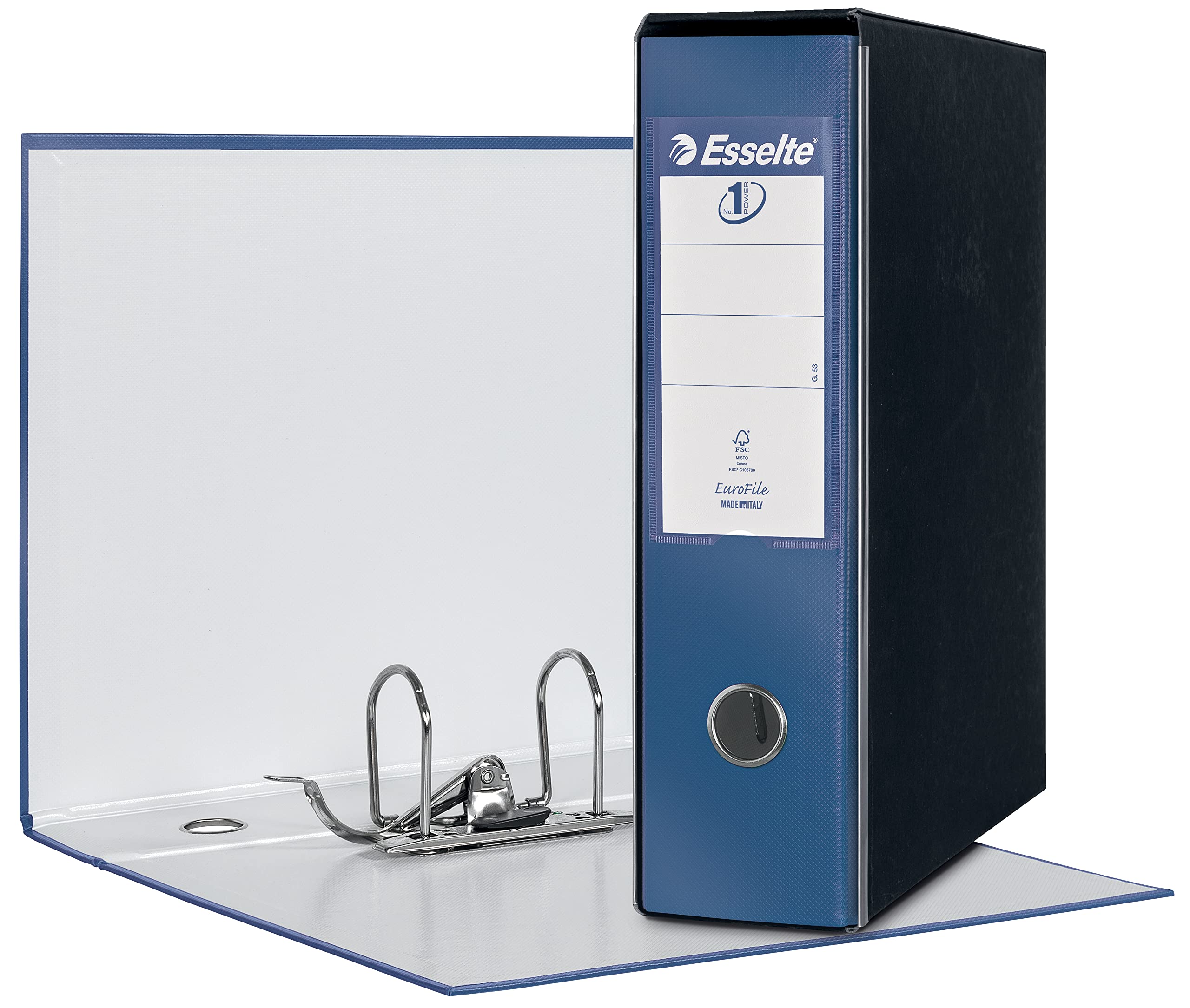 Esselte Ring EUROFILE with Lever Mechanism and with Mobile Dorso 8 cm Blue Metallized