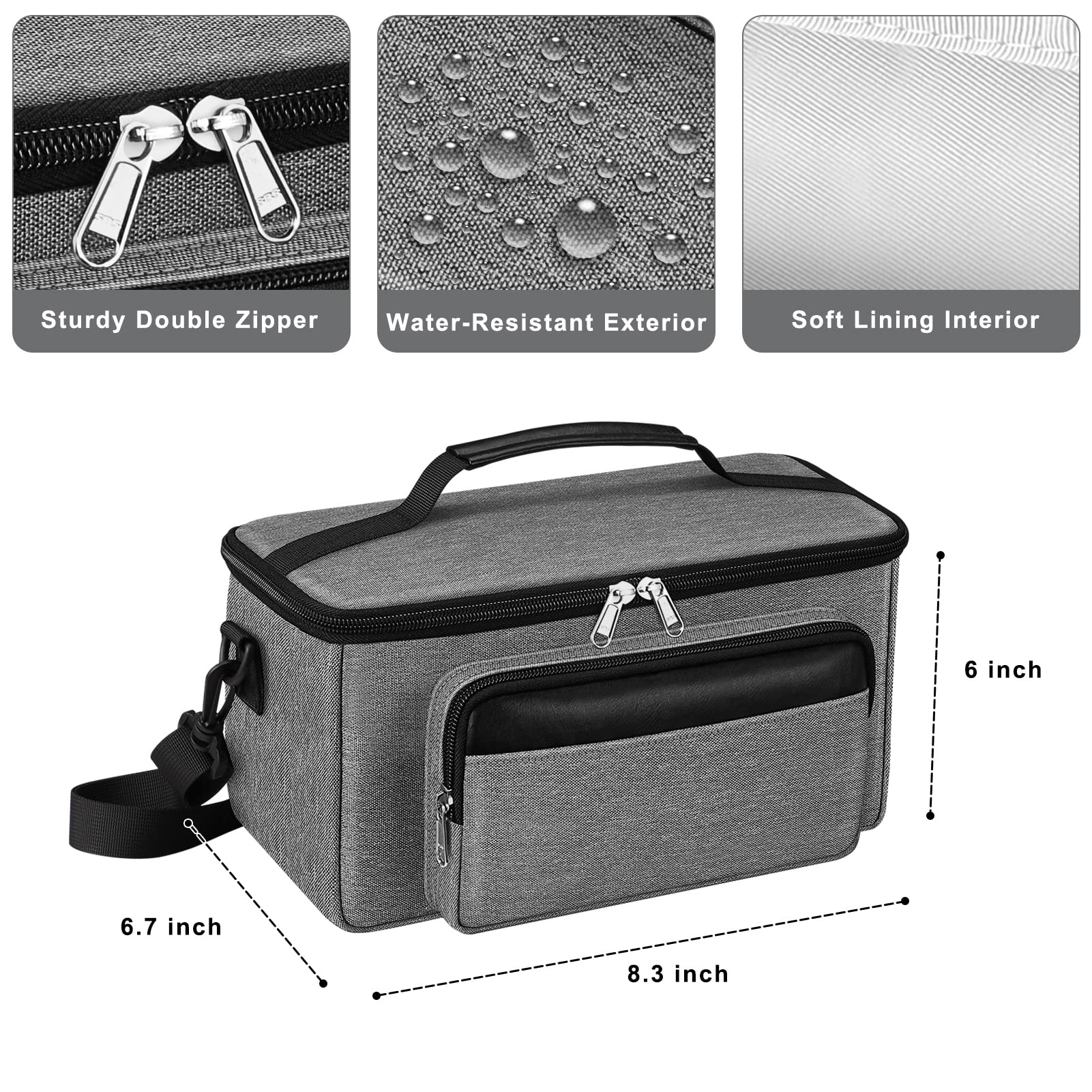 Travel Carrying Bag for ResMed AirMini CPAP Machine and Accessories, Portable CPAP Equipment and Supplies Storage Bag with Shoulder Strap, Organizer Carrying Case with Luggage Strip (Gray)