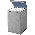 Yalikop Linen Roll File Storage Organizer Collapsible Blueprint Folder Vertical File Sorter for Home Office School Poster Plans Gift Wrap Architectural Items Storage 16 Slots, 15.7 x 15.7 x 24 Inches