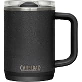 CamelBak Thrive Mug Drinkware 16oz, Black | Secure Leak Resistant Lid, Temperature Control That Lasts, Hot or Cold Versatility, Comfortable Carry Handle