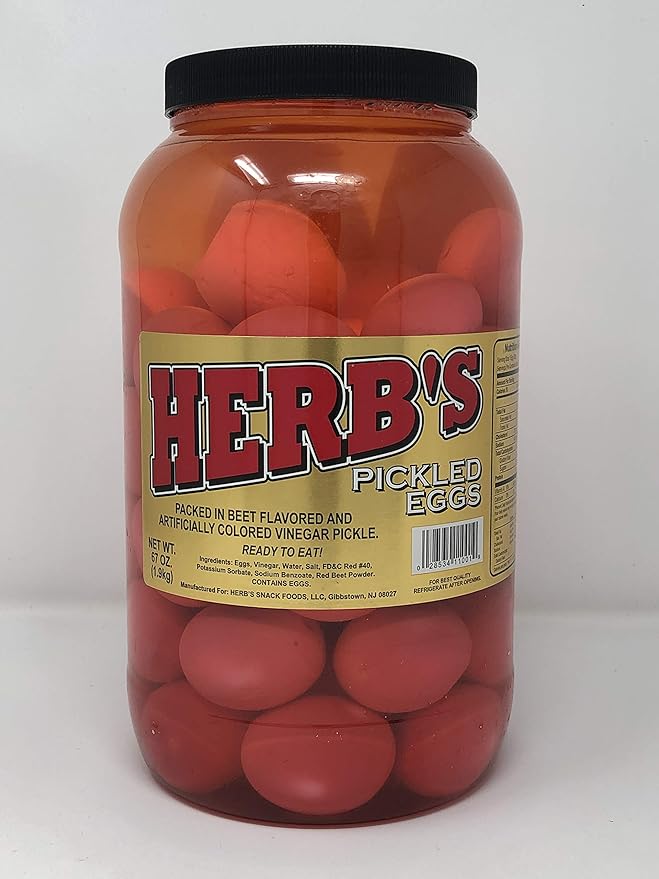 Herb's Packed In Vinegar Red Pickled Eggs, 67 oz, Gallon