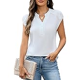Blooming Jelly Womens Dressy Casual Blouses Work Short Sleeve Shirts V Neck Summer Tops Business Casual Outfits