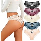 SELECT YOU Sexy Lace Panties Low Rise Hollow Out Bikini Underwear Soft Breathable Cheeky Hipster for Women 5 Pack S-L