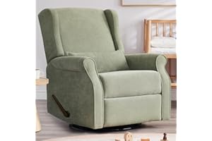 Eiayeebil Nursery Swivel Glider Recliner,Rocking Chair Nursery with Footrest,Rocking Recliner Chair for Nursery,Glider Rocker Recliner for Living Room & Bedroom,Green