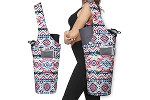 BAGYG Fashion Printed Yoga Mat Bag with Large Side Pocket & Zipper Pocket Long Tote Yoga Bag Fit Most Size Mats - Holds More Yoga Accessories