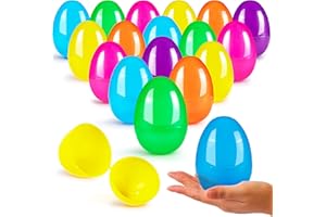JOYIN Lot de 36 œufs de Pâques de 8 cm, grands œufs en plastique à remplir vides colorés avec charnière pour la chasse de Pâq
