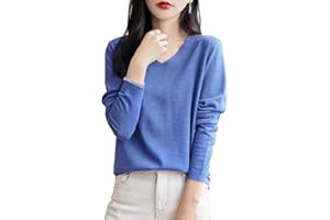 Chanyarn Women's 100% Merino Wool Base Layer Shirt Tops V Neck Long Sleeve Travel Hiking Tee T Shirt Pullover