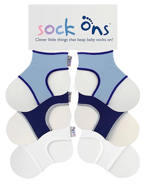 Sock Ons Baby Jungen - Socken Baby Blue, White and Navy 0-6 Monate