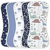 Yoofoss Baby Burp Cloths 100% Organic Cotton 5 Pack Burping Cloths for Babies Boys Girls Large 21''X10'' Extra Soft and Absorbent Dinosaur