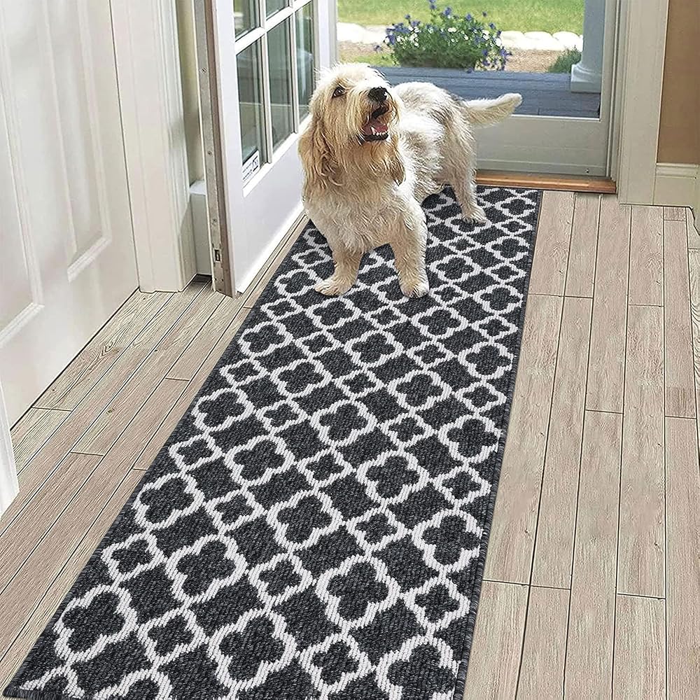 SHACOS Carpet Runner Hallway 60x180 cm Non Slip Washable Black