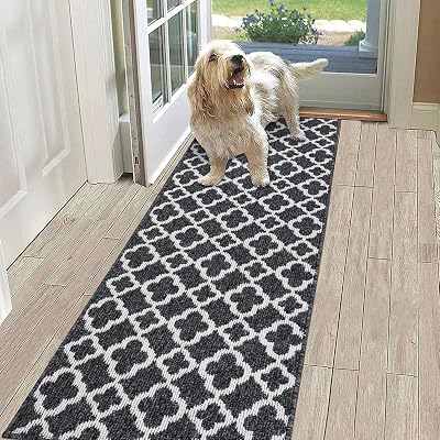 SHACOS Carpet Runner Hallway 60x180 cm Non Slip Washable Black