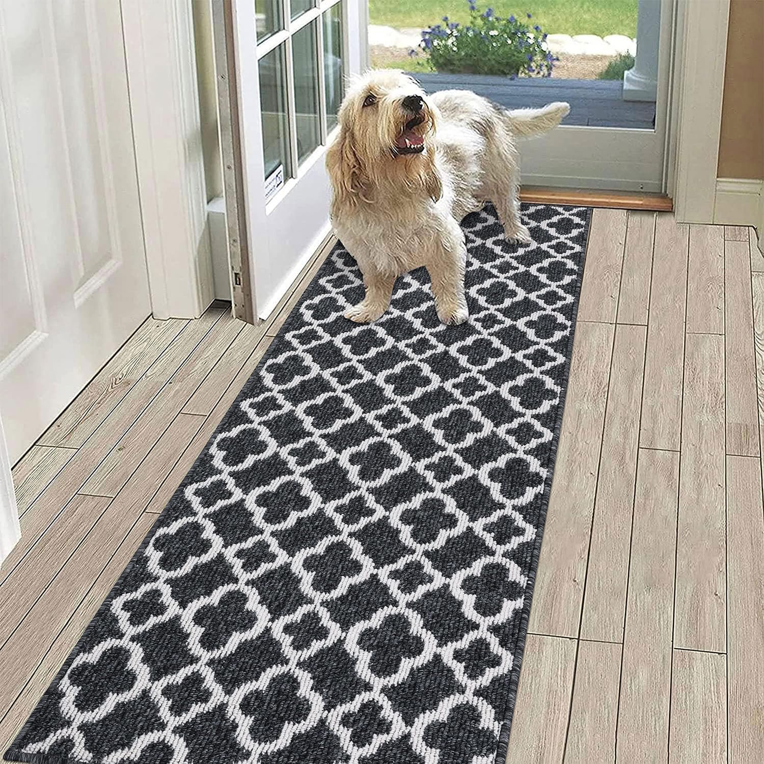 SHACOS Carpet Runner Hallway Non Slip 60x180 cm Hall Runner Rug Washable Narrow Rugs Runner Rug for Hallway Entryway Kitchen Entryway, Black