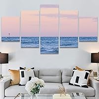 SIGNWIN 5 Panel Canvas Wall Art Modern Art Coastal Colorful Multicolor Photography Romantics Sunset for Home Decorations Ready to Hang - 60