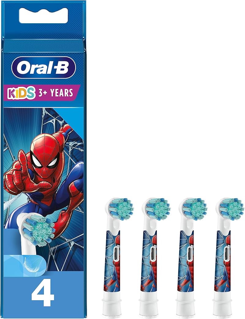 Oral-B Kids Electric Toothbrush Heads 3+ Disney Spiderman 4 Pack by Braun