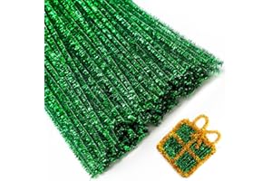 Eppingwin 200pcs Pipe Cleaners, Glitter Green Pipe Cleaners Craft Supplies,Chenille Stems for DIY Arts Crafts Project(Glitter Green)