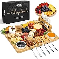 Smirly Charcuterie Board Set - Large Bamboo Cheese Board for Serving - House Warming Gifts New Home, Wedding & Bridal Shower 
