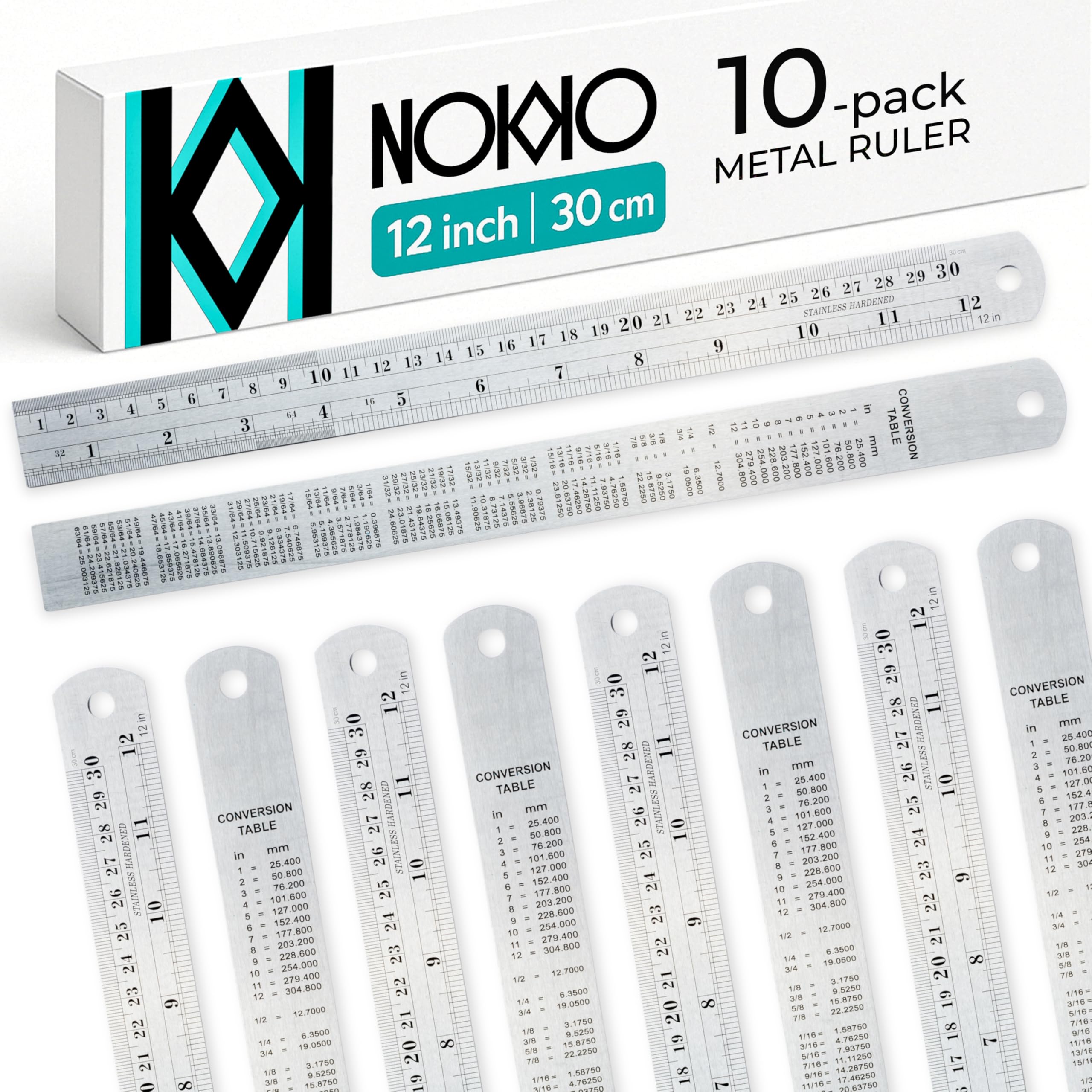 Mua NOKKO Metal Ruler 12 Inch - Pack of 10 - Measuring Set of 12-Inch ...