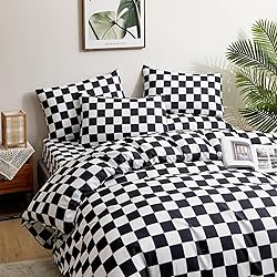 Luxlovery Black Checker Comforter Set Cal King