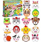 MDCGFOD 16 Pack Arts and Crafts for Kids, Toddler Crafts Animal Paper Plate Art Kit Gift for 3 4 5 6 Year Old Boys Girls DIY Kids for Birthday Party Favor Preschool Classroom Party Games (Farm)