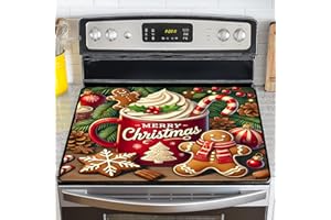 NYZE Christmas Stove Top Cover for Electric Stove,Glass Stove Top Cover,Heat Resistant Glass Cooktop Cover,Stovetop Protector, Kitchen Decor,Dish Drying Mats Cover for Washer Ceramic Top 28.5x20.5 in