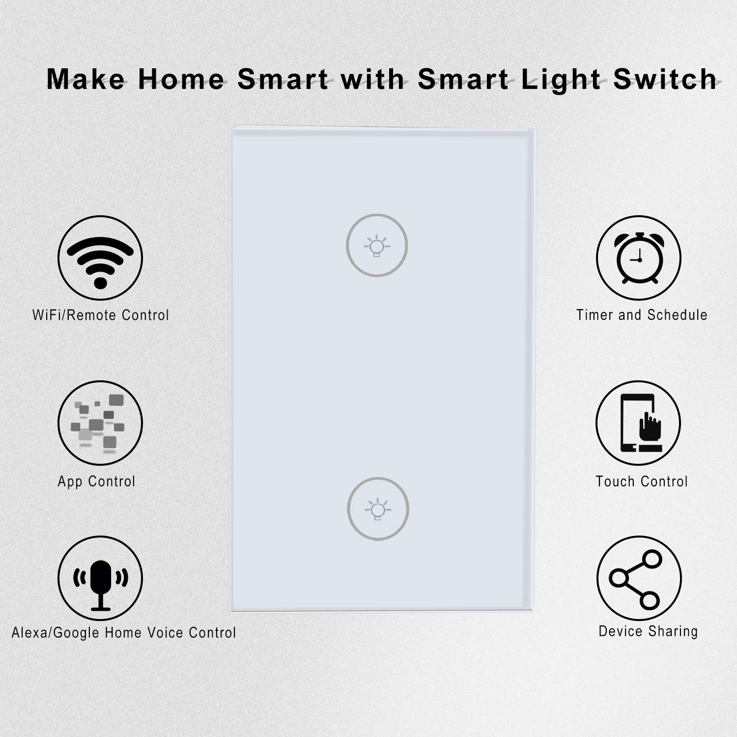 Smart Wifi Light Switches, Innens Smart Wall Touch Light Switch Glass
