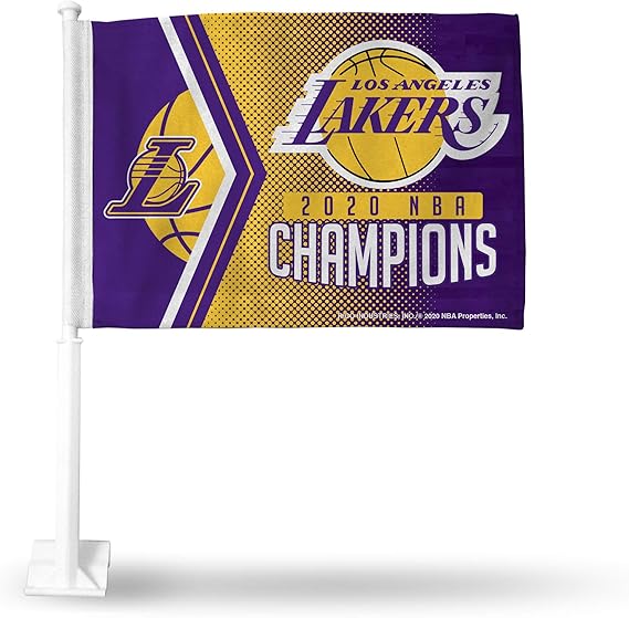 Amazon Com Rico Industries Nba Los Angeles Lakers Unisex Car Flag With White Pole Purple 11 X 15 Inches Sports Outdoors