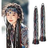 Hikiwin Colored Mix Braiding Hair Dreadlocks,Handmade Braided Ponytail Extension with Hair Tie,Synthetic Long Twisted Hairpieces,Colored,23.6 Inches,2 Pieces