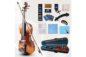 SSIUKLRR Violin 1/4 Set, Beginner Violin for Kids,Students,1/4 Violin with spruce,maple and pure ebony accessories.Violin with 10 pieces for Beginner Kids ages 5-7,Students,Professional Performers (Natural-B)