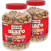 Milk-Bone MaroSnacks Small Dog Treats, Bacon Flavor, 2 Canisters | 40-oz. canisters, Made with real bone marrow, Dog treats with 12% protein