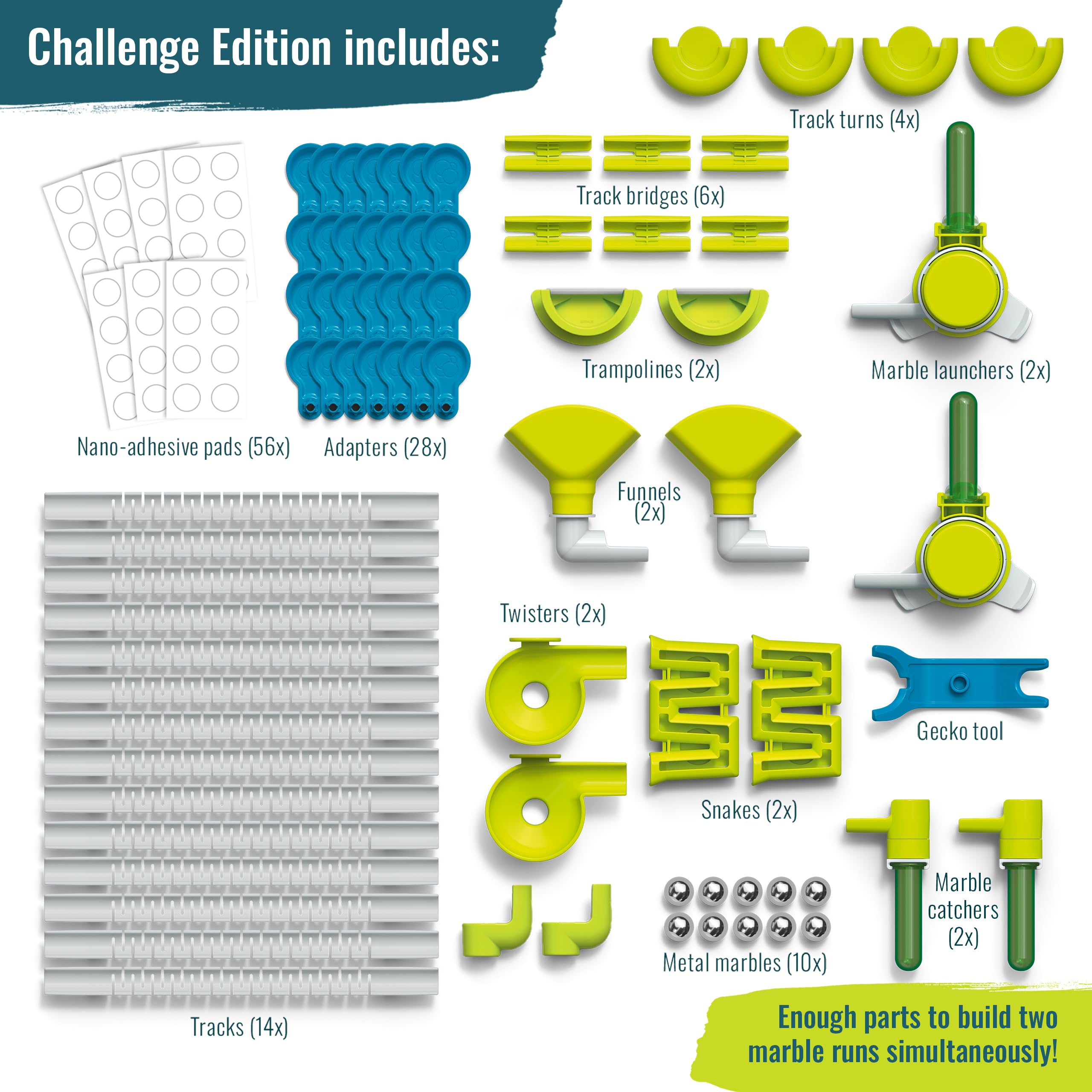 Gecko Run Marble Run Challenge Edition by Thames & Kosmos | Vertical Marble Run w/Flexible Tracks, No-Mess Setup | Challenge Cards for a Head-to-Head Engineering Design Game for Teams or Solo Play