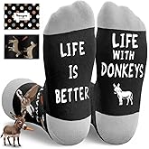 HAPPYPOP Funny Donkey Gifts - Men Women Silly Animal Socks Horse Chicken Gifts for Teens