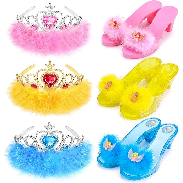 2 Pares De Zapatos De Princesa Con Tacón Para Niñas | Zapatos De Vestir Antideslizantes Con Cristales | Accesorios Portátiles Para Fiestas, Escenario, Carnaval Y Disfraces