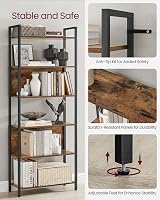 VASAGLE 6-Shelf Bookcase Industrial 60x24x186 cm Vintage Brown Black Metal Frame view 4