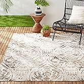 Nicole Miller New York Patio Sofia Juniper Indoor/Outdoor Area Rug, Ivory/Mustard, 5'2"x7'2" Rectangle