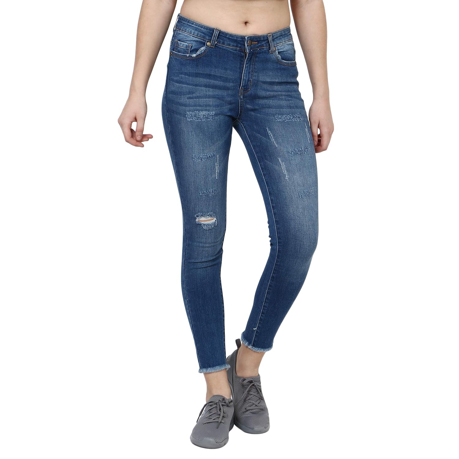 jeans with torn ankles