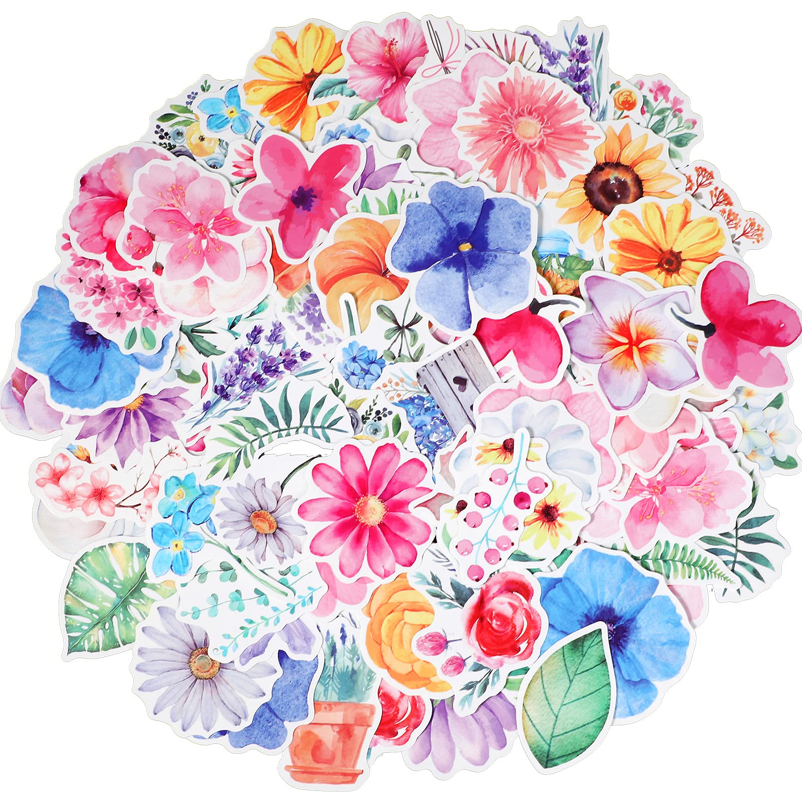 120 Pieces Flower Stickers Vinyl Waterproof Stickers for Water Bottle Cute Flower Decal for Phone, Scrapbook, Skateboard, Laptop, Kids Teens Adult