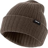Ababalaya 100% Wool Beanie for Men Women Wool Warm Winter Hat Unisex Windproof Stretchy Knit Double Layer Cuffed Cap