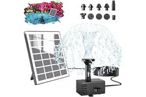 SZMP Solar Fountain Pump 2024 Upgraded DIY Bird Bath Fountains, 1.8W Glass Panel Solar Bird Bath Fountain with 8 Nozzles & 9.84ft Power Cord, Solar Water Fountain for Grass, Stakes, Garden (White)