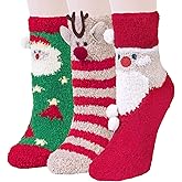 Loritta 3 Pairs Womens Fuzzy Socks Winter Warm Fluffy Soft Slipper Home Sleeping Cute Animal Socks