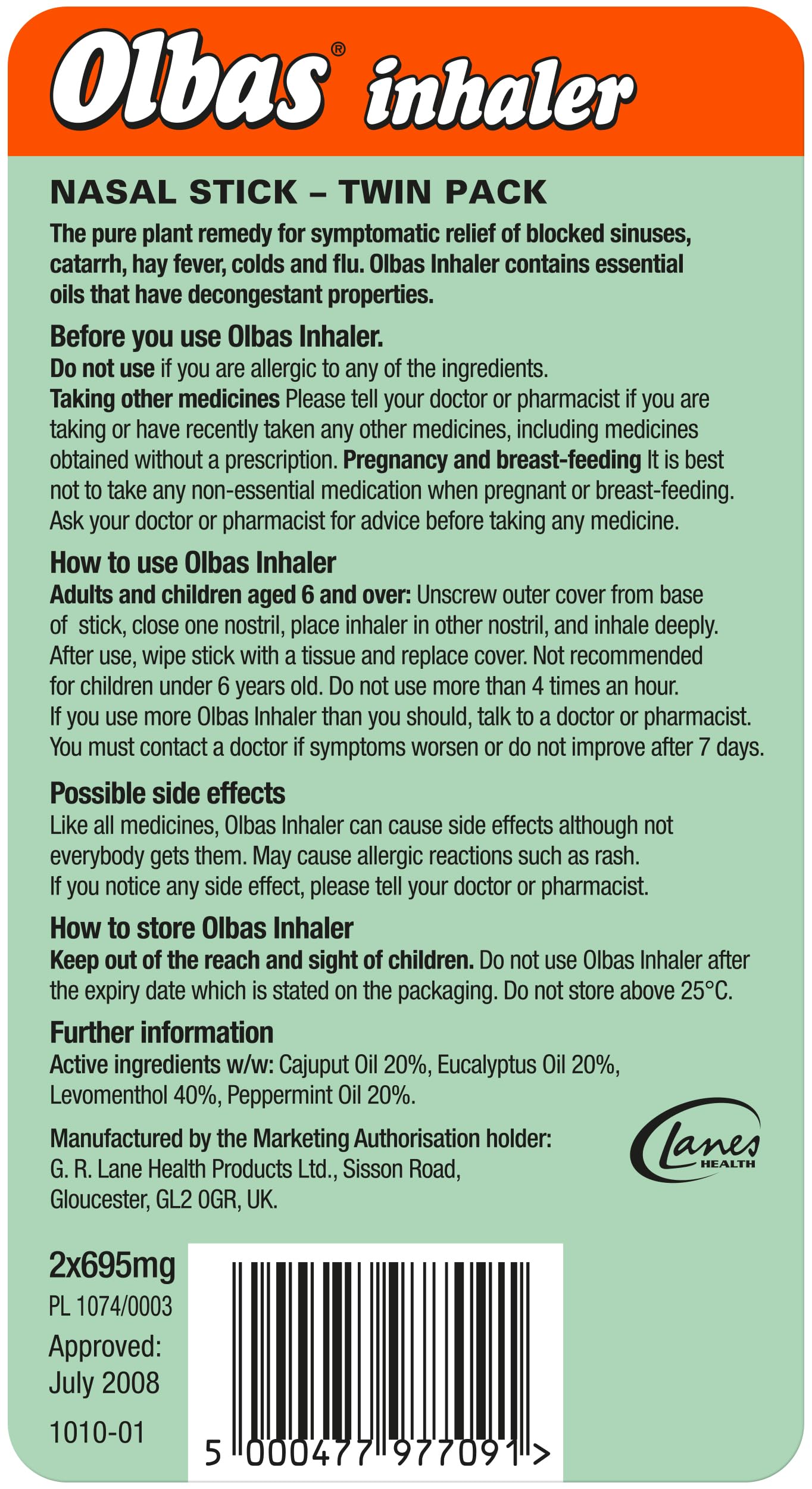 Olbas Twin Inhaler (2x695mg)