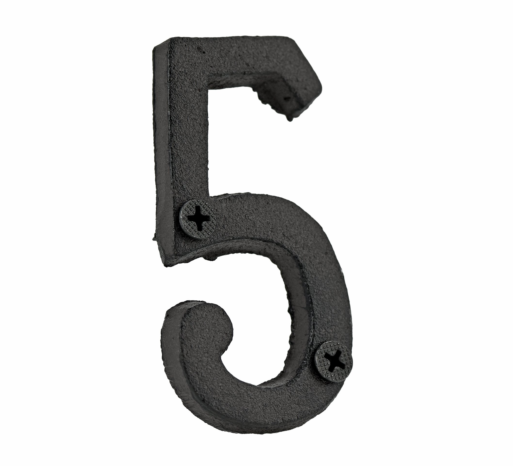 FiveSeasonStuff Vintage Decorative Cast Iron Numbers with Mounting Screws (5)