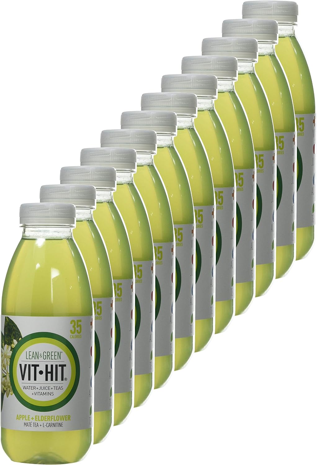 VIT HIT Lean & Green - 12 x Apple + Elderflower + Mate Tea + L-Carnitine, 500 ml (Pack of 12) - Image 3