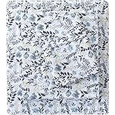 Mooreeke Cozy Vintage Microfiber Printed Full Sheet Set - Soft Breathable Floral Bed Sheets with Deep Pocket - Non-Slip Fitted Design - Yellow Blue Gray Gradient Flowers Pattern