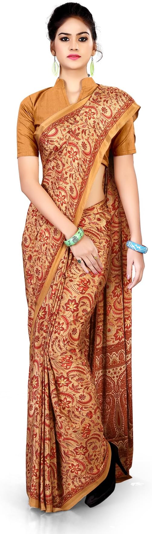 Uniform Sarees Women's Crepe Silk Saree With Blouse Piece (D.No-227/2017_Pink)