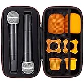 Gatuida Wireless Microphone Case Compatible with Two Microphone System, Handheld Dual Mic Travel Bag for Singing or Karaoke, EVA Mic Storage Bag for Gigging and Travel (Case Only)