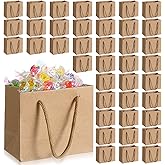 Caeuiciw 40 Pcs Brown Mini Gift Bags with Handle Gift Card Bags Bulk Extra Small Paper Party Favor Boxes Tiny for Christmas Wedding Baby Shower Birthday Wrapping Supplies, 4.7 x 3.9 x 2.3 Inches