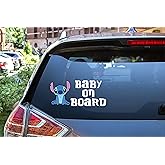 Rainbow Animated Design Cute Baby Stitch Baby on Board Funny Little Super Hero Windows Cars Laptop 2 Parts Stickers